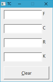 Temperature converter screen shot